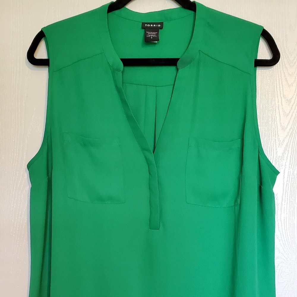 Harper - Green Georgette Pullover Tank